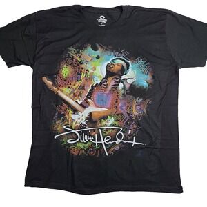 JIMI HENDRIX Liquid Blue T Shirt Size Large Black‎ Graphic Print